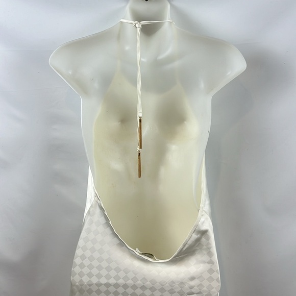 House of Harlow 1960 Halter Low Back Ivory Maxi Satin Dress Size S - NWT - Picture 5 of 11